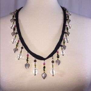 BEAUTIFUL Sexy Black Jeweled Necklace Tie Closure